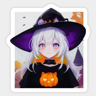 Enchanting World: Portrait of a Young Witch Girl Sticker